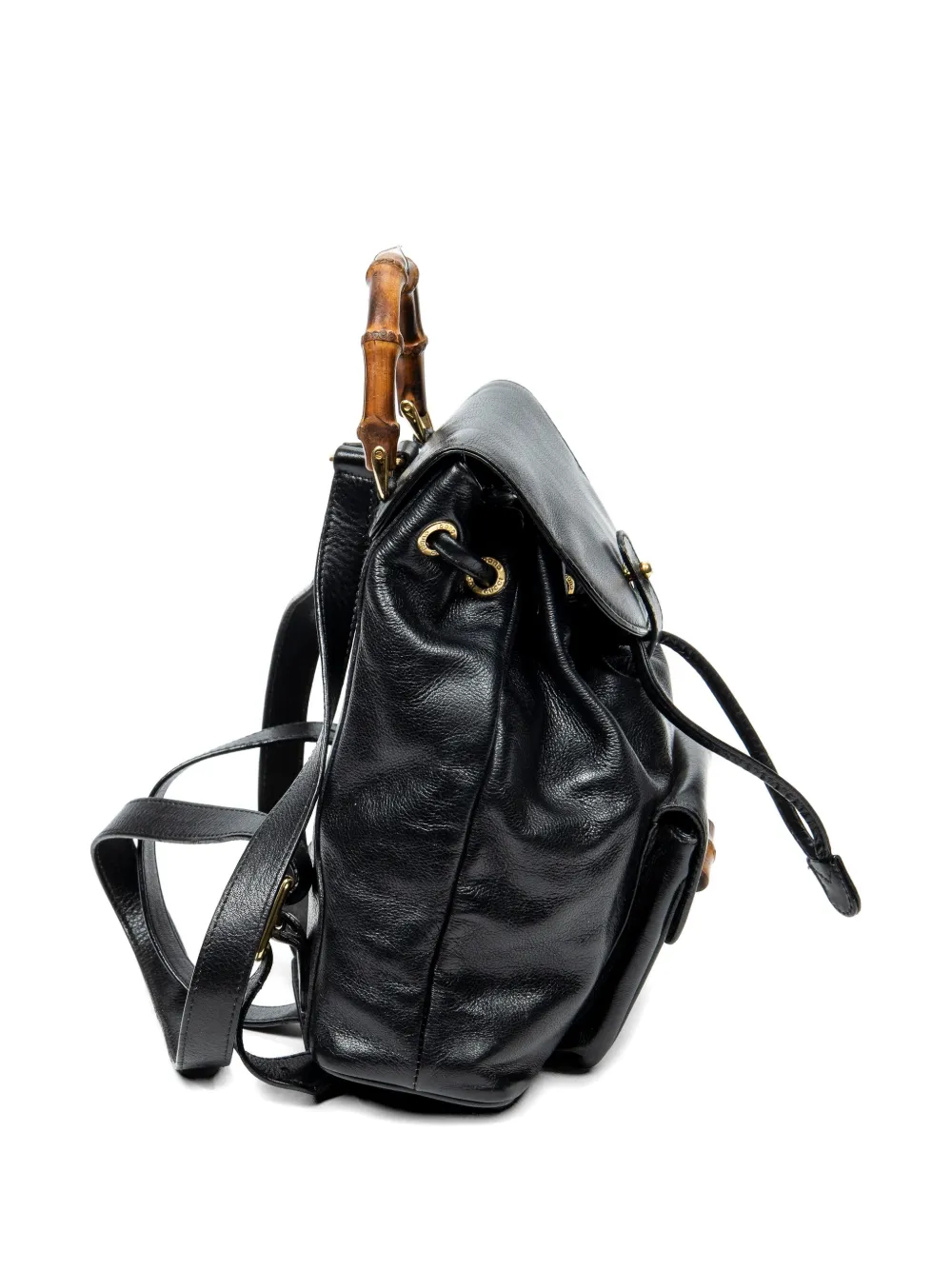 Gucci Pre-owned Mini Bamboo Handle Backpack in Black, view 4