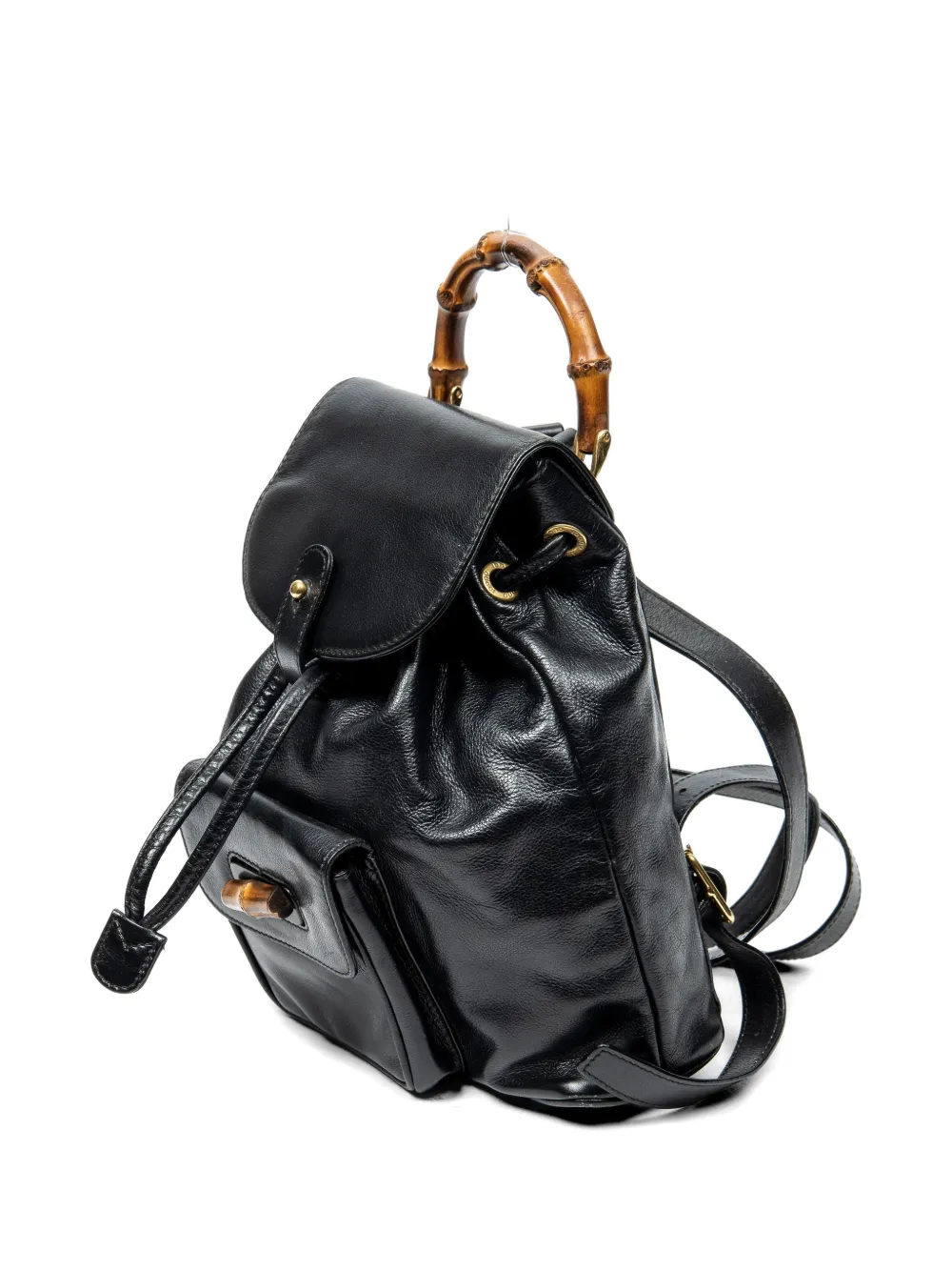 Gucci Pre-owned Mini Bamboo Handle Backpack in Black, view 2
