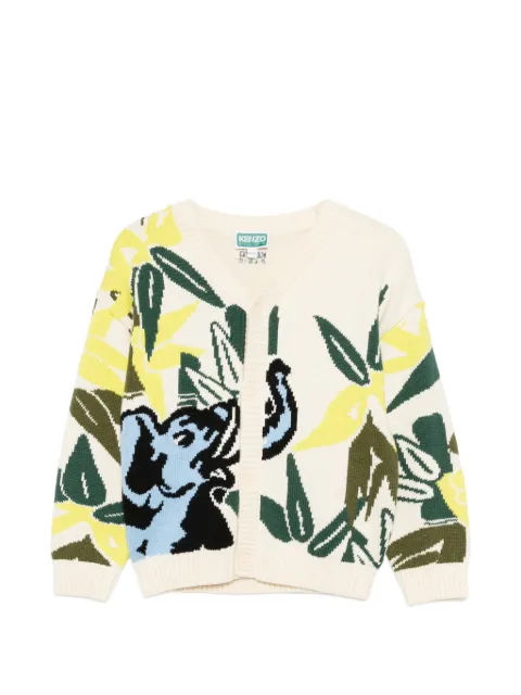Kenzo Kids elephant-intarsia knitted cardigan