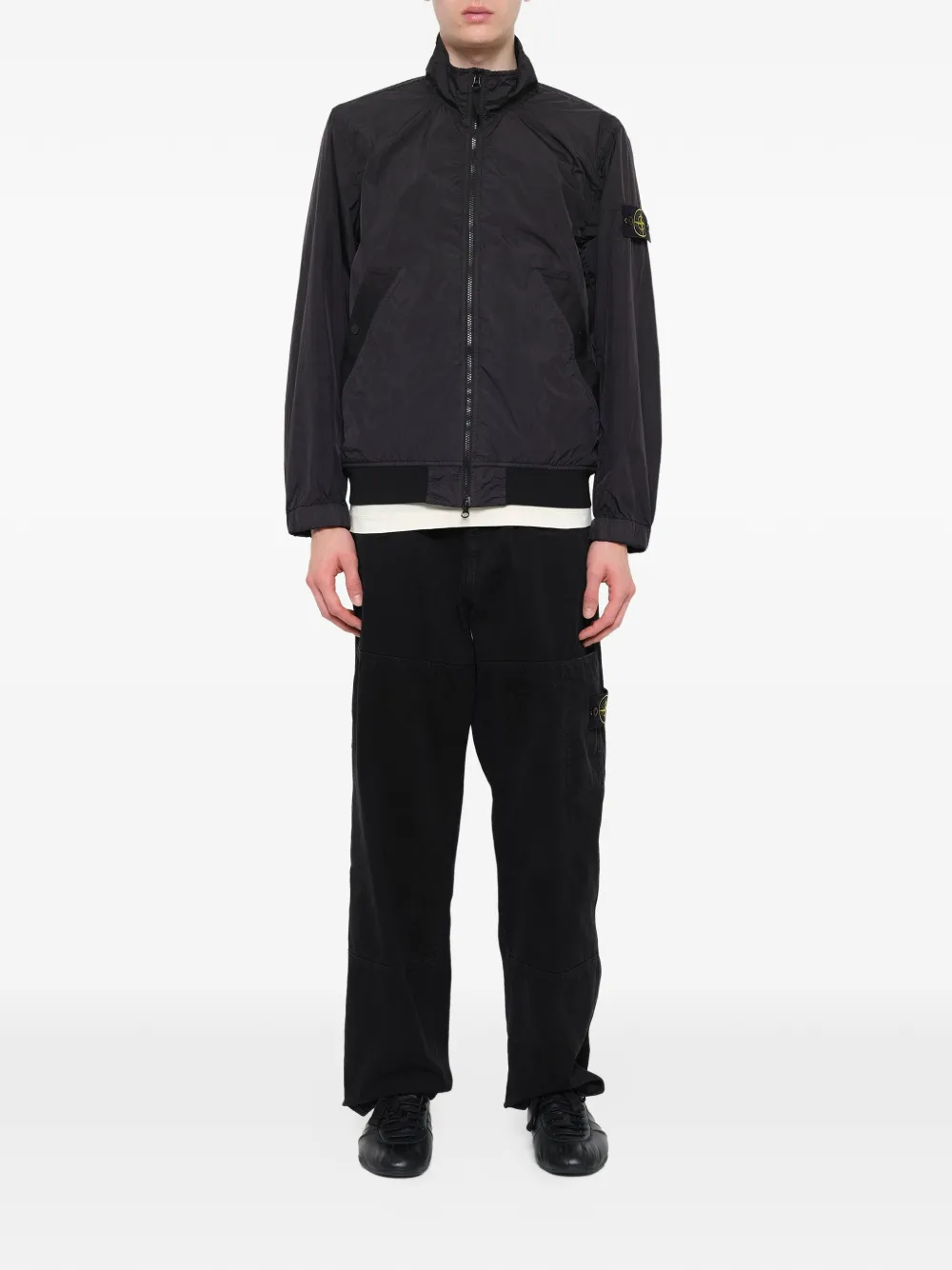 Stone Island 4100111 Reps NY jack met gekreukt effect Zwart
