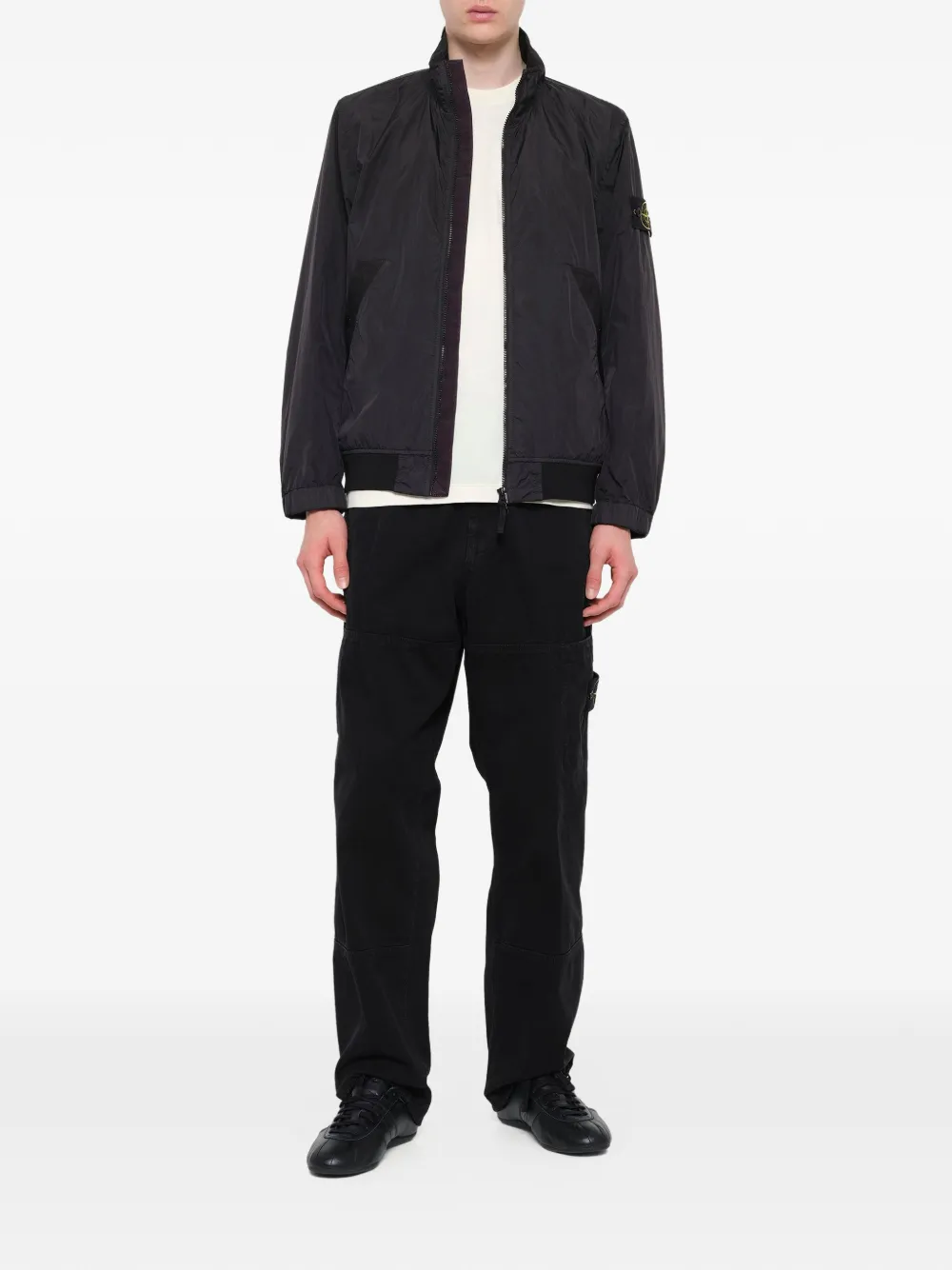 Stone Island 4100111 Reps NY jack met gekreukt effect Zwart