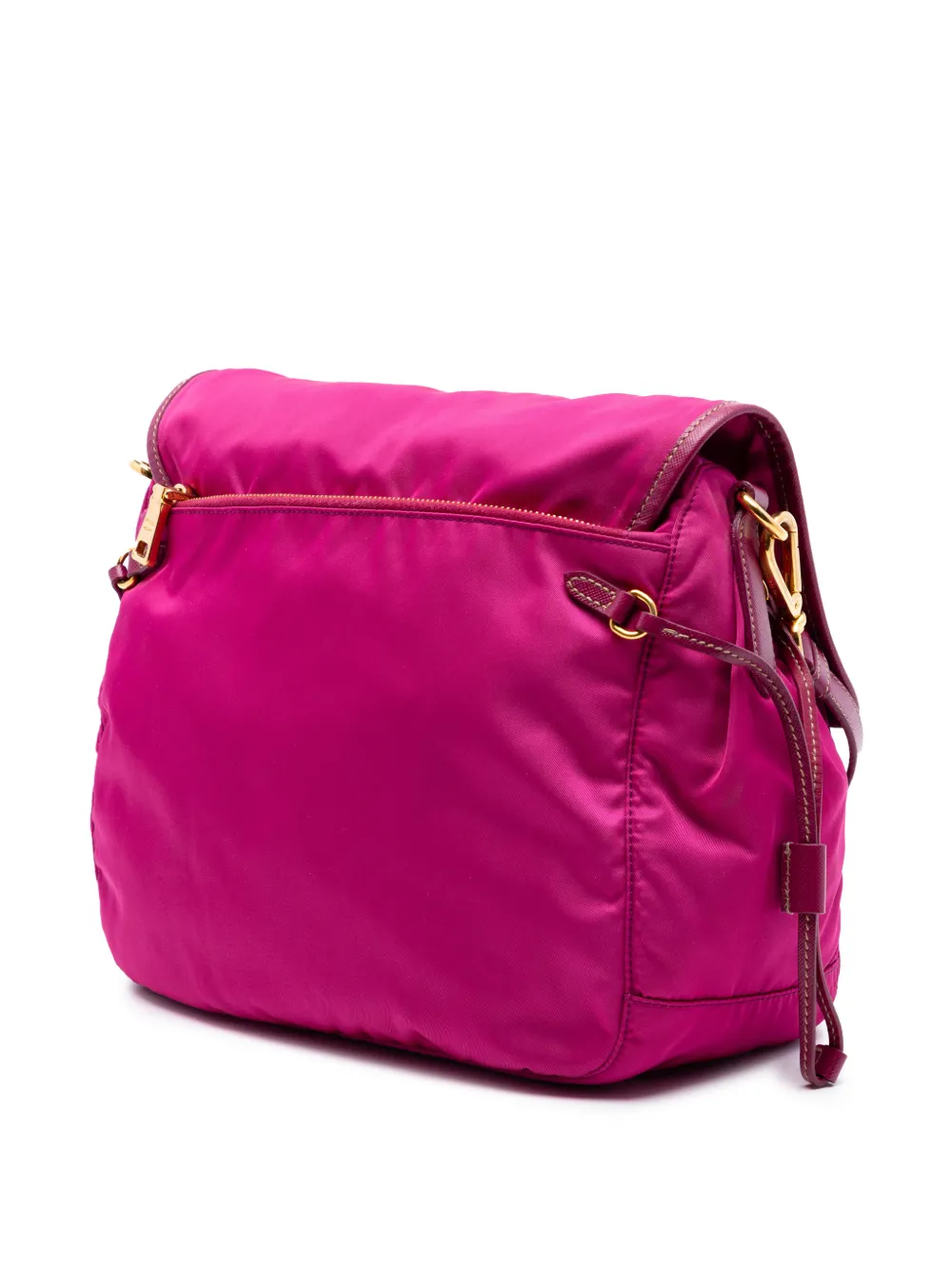  Prada Pre-owned Bandolera Messenger Tessuto Con Ribete De Piel Saffiano Y Doble Cremallera 2010-2026 - Rosa 