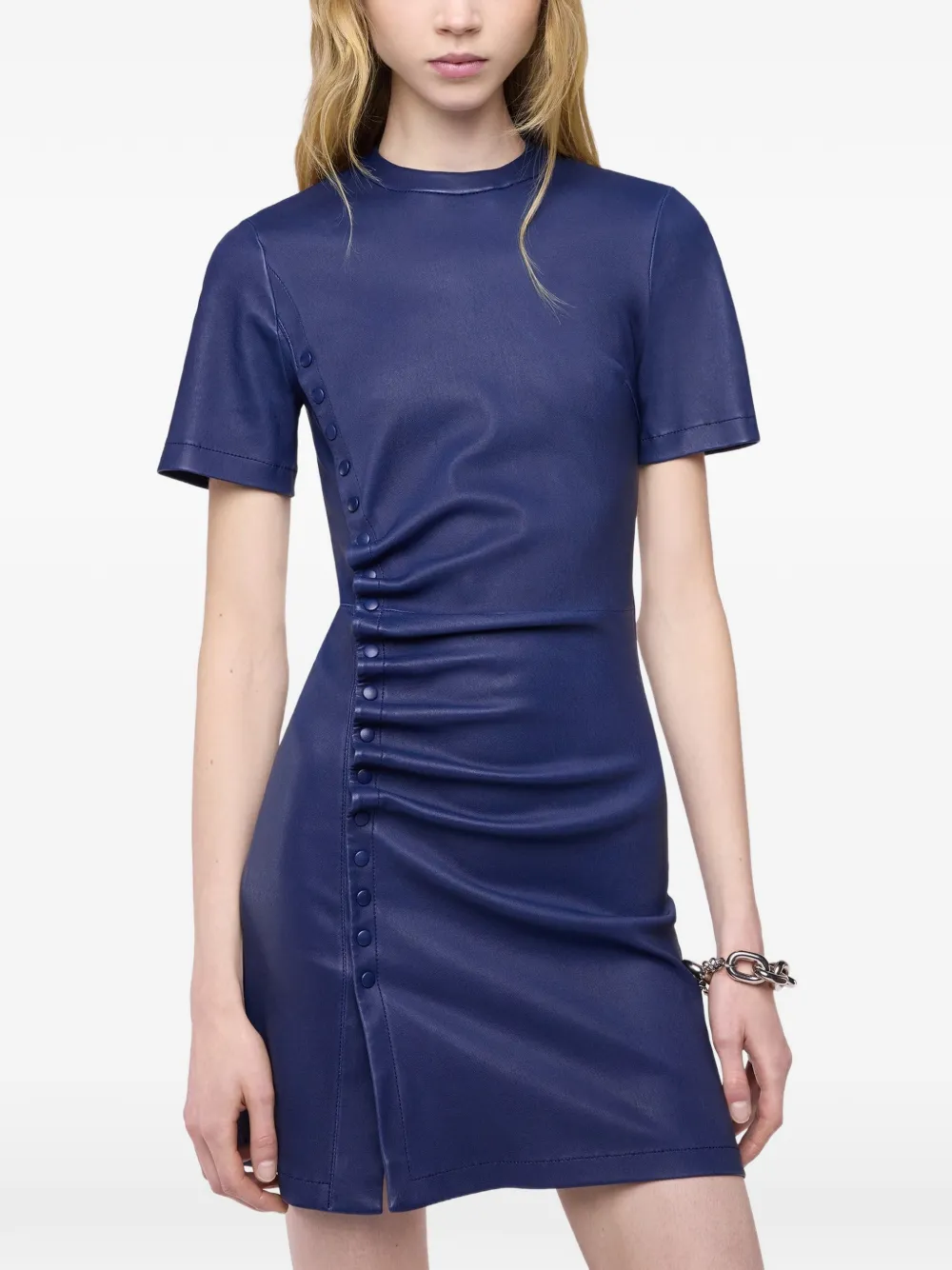 Rabanne mini-jurk met drukknoop en ruches Blauw
