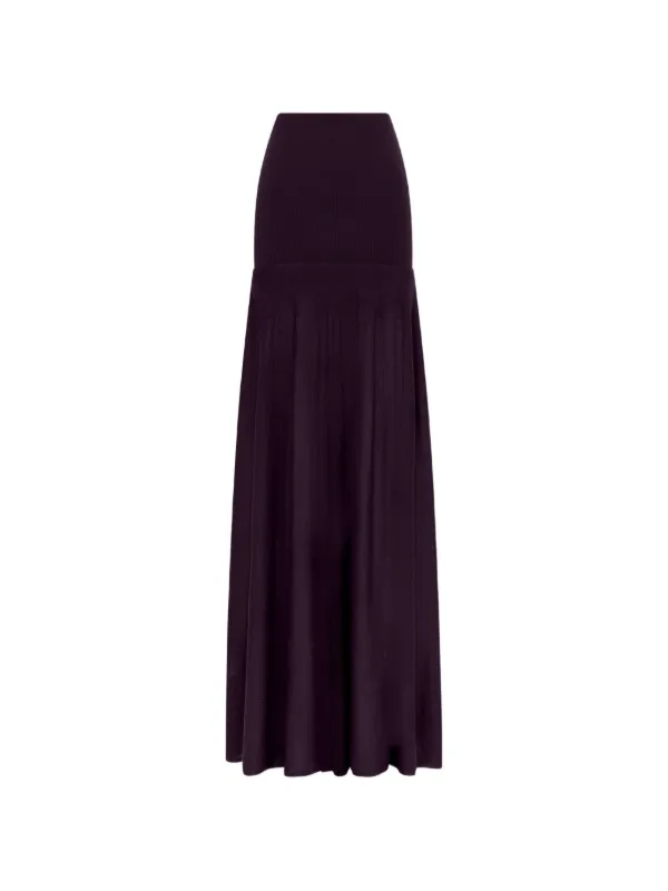 Rabanne Wool Long Knit Fluid Skirt in Purple