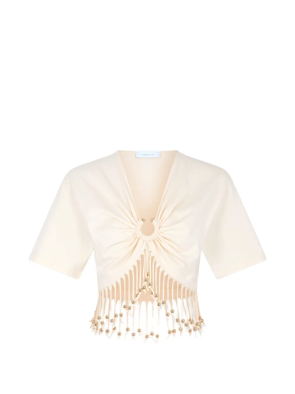 Rabanne beaded fringe-detail crop top - Bianco
