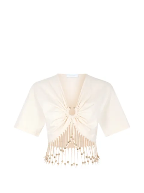 Rabanne beaded fringe-detail crop top