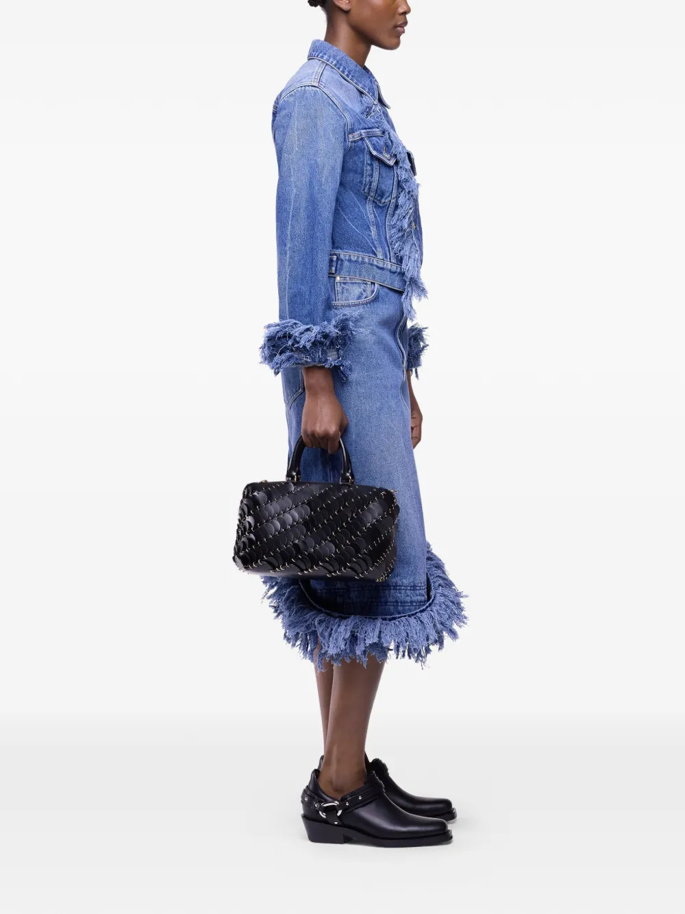 Rabanne Midi-rok met franje Blauw