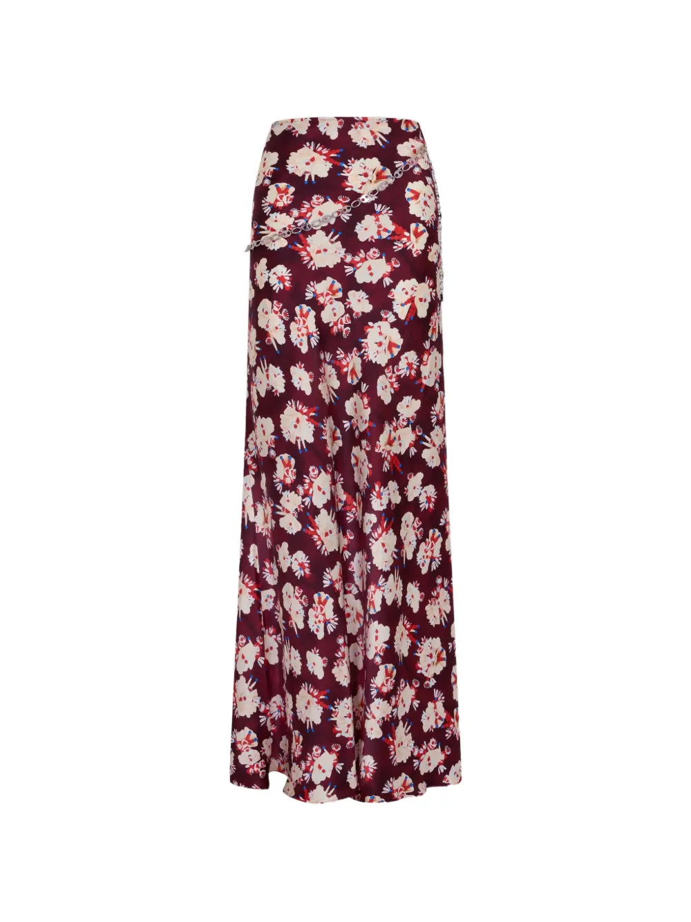 Rabanne magenta floral patterned skirt in satin silk