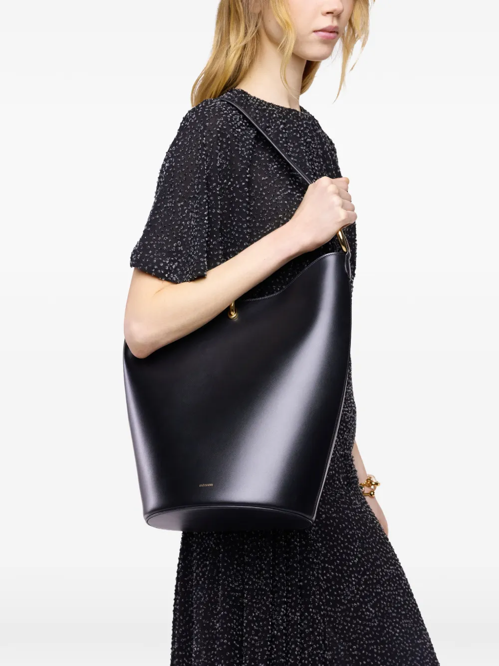 Rabanne Ring leren shopper Zwart