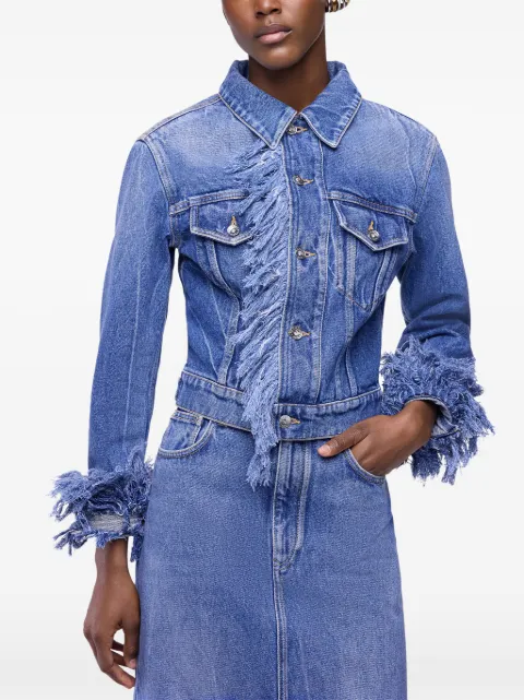 Rabanne Jaqueta jeans com acabamento de franjas