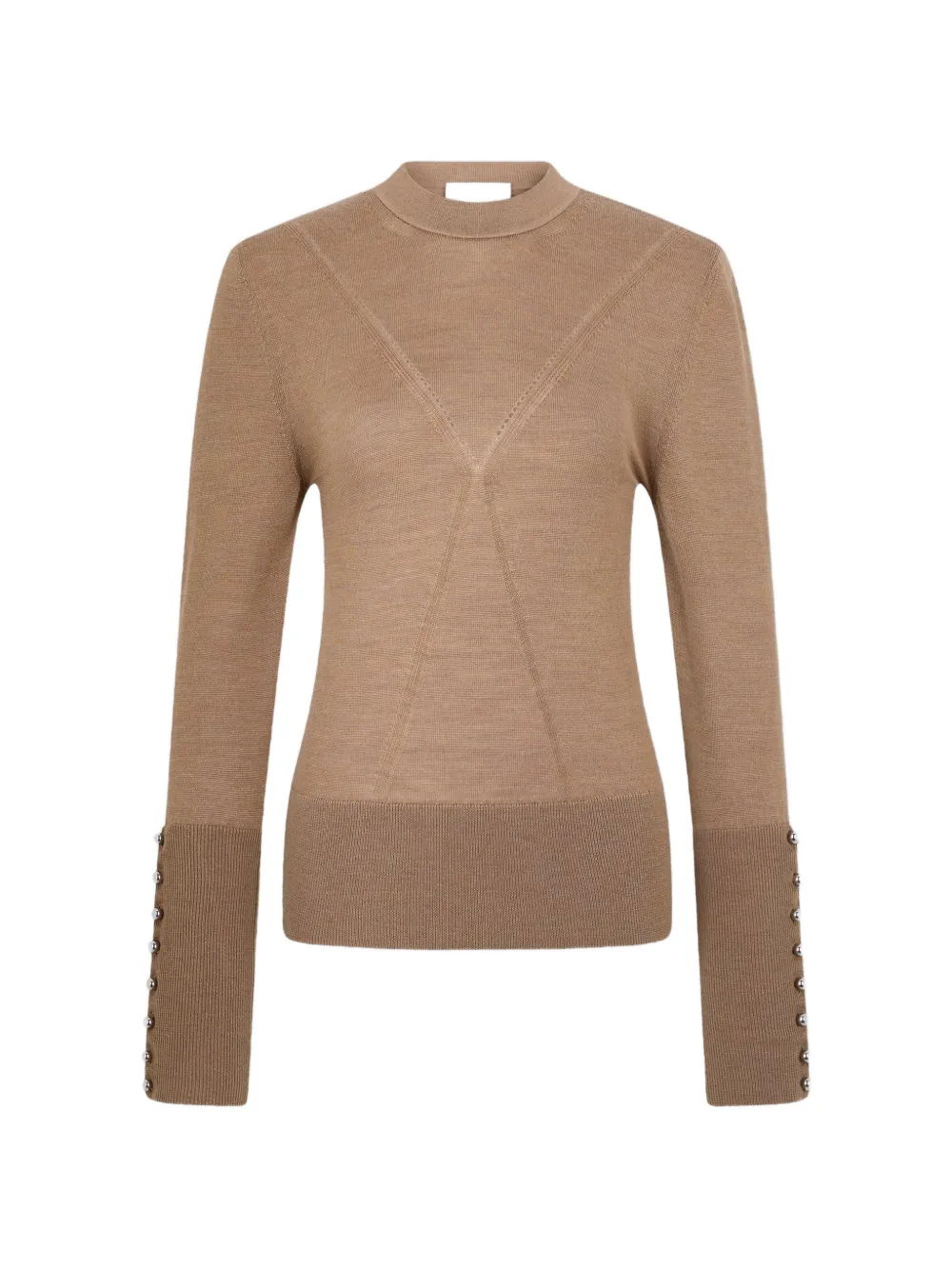 Rabanne T-shirt met lange mouwen en knoopmanchetten Bruin