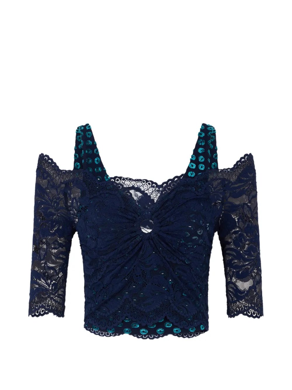 Rabanne trompe-l'œil lace top - Blu