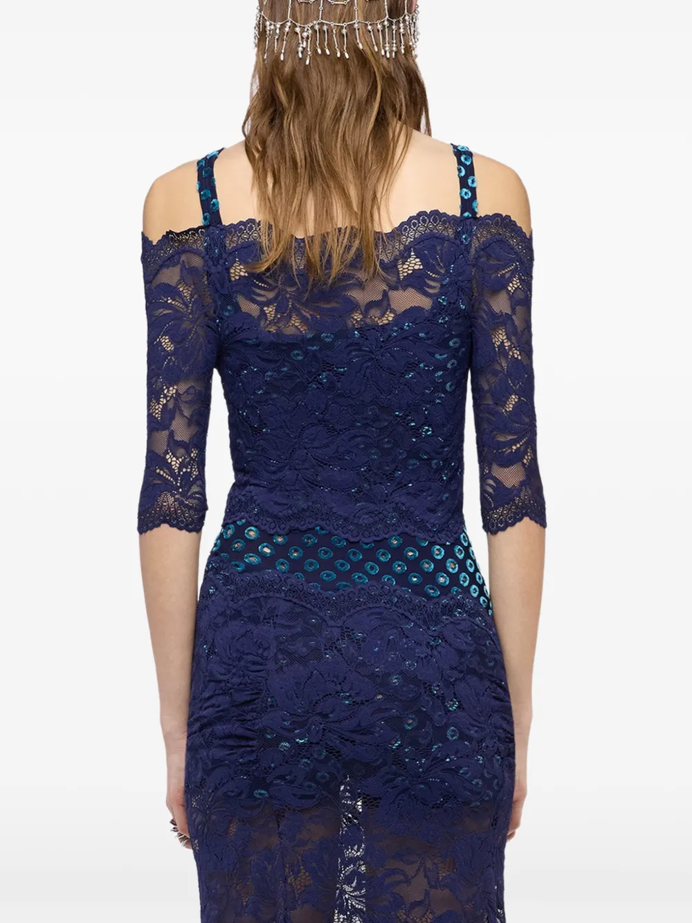 Rabanne Trompe-l'oeil top met kant Blauw