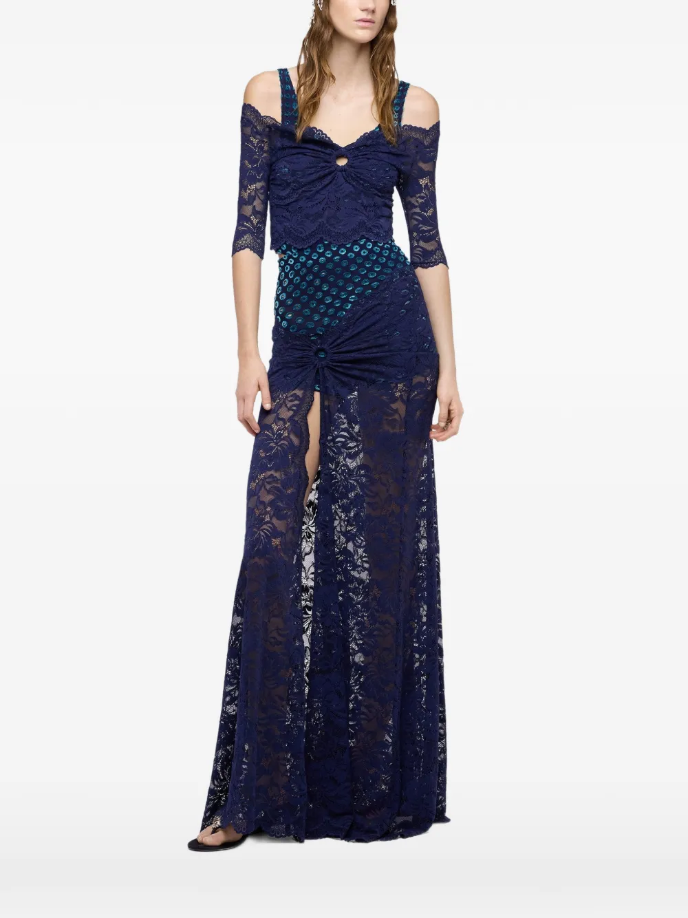 Rabanne Trompe-l'oeil top met kant Blauw