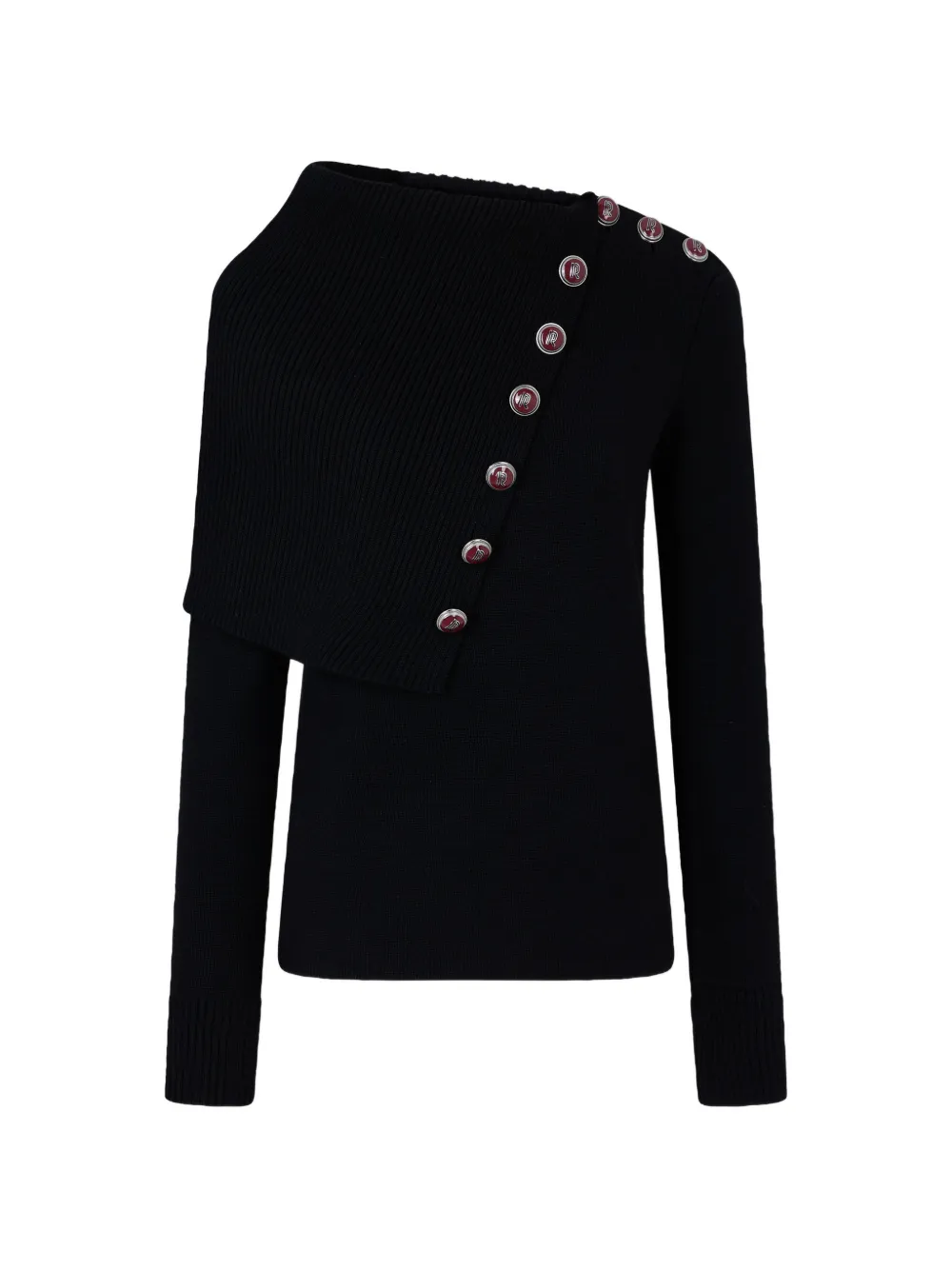 Rabanne Asymmetrical Sailor-collar Sweater In Black