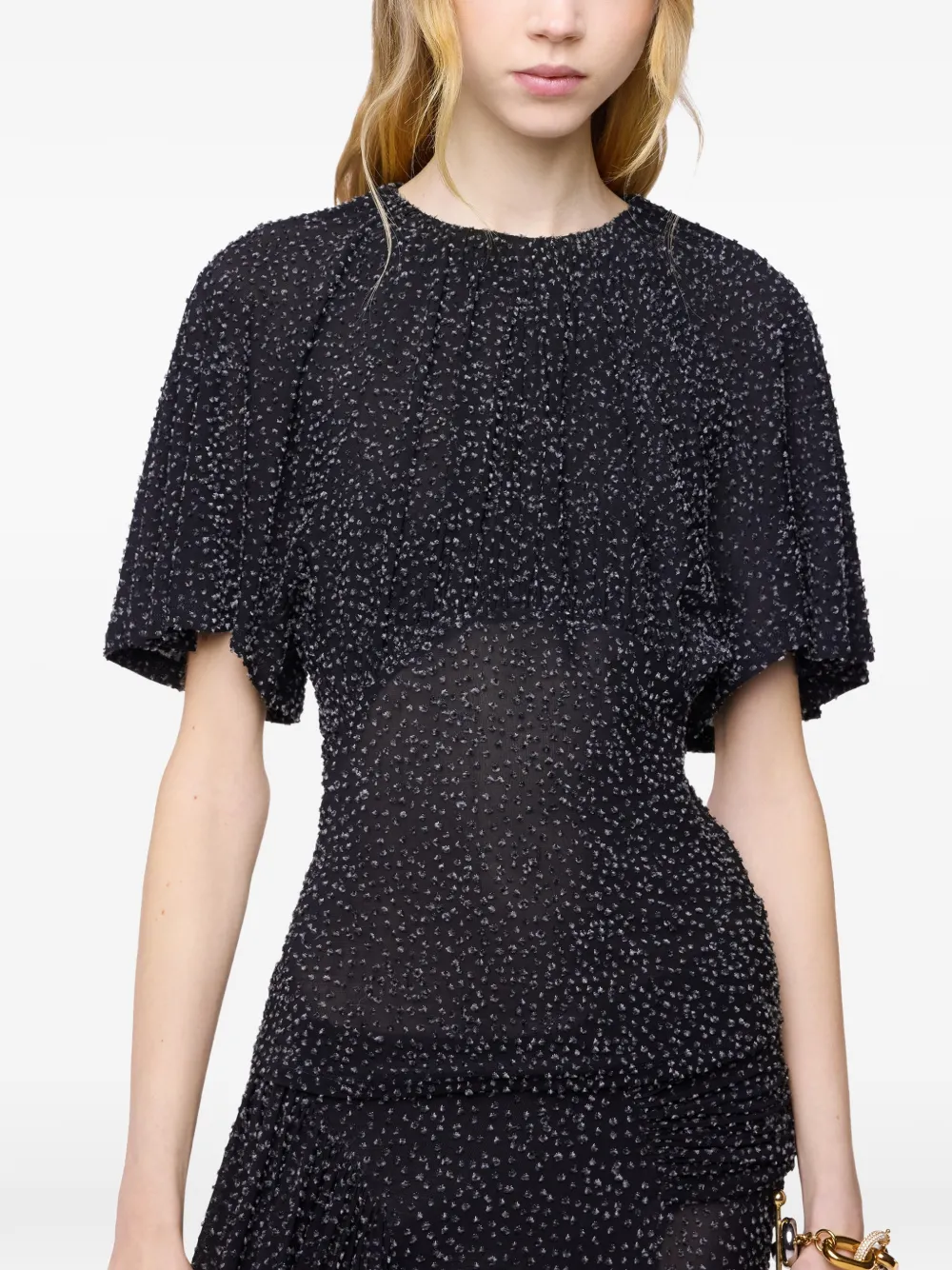 Rabanne Getextureerde blouse met ruches Zwart