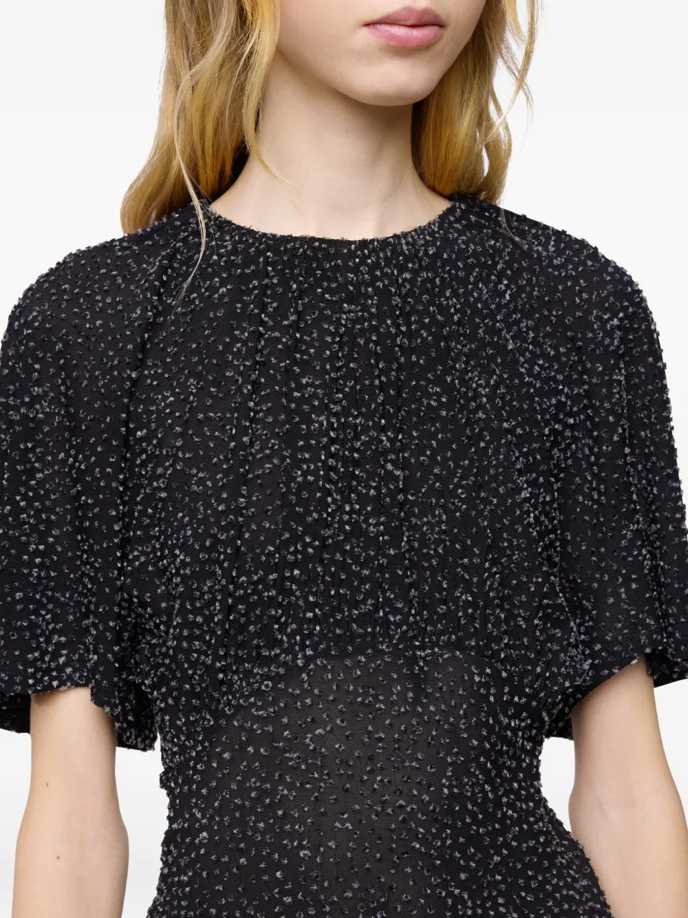 Rabanne Getextureerde blouse met ruches Zwart