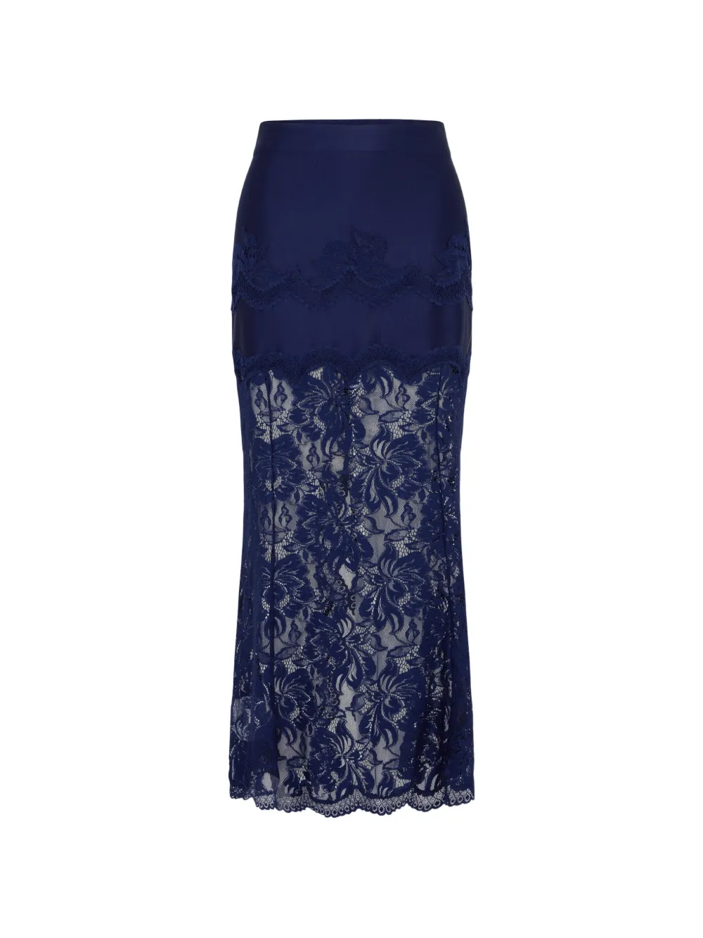 Rabanne lace-panelled jersey midi skirt - Blu
