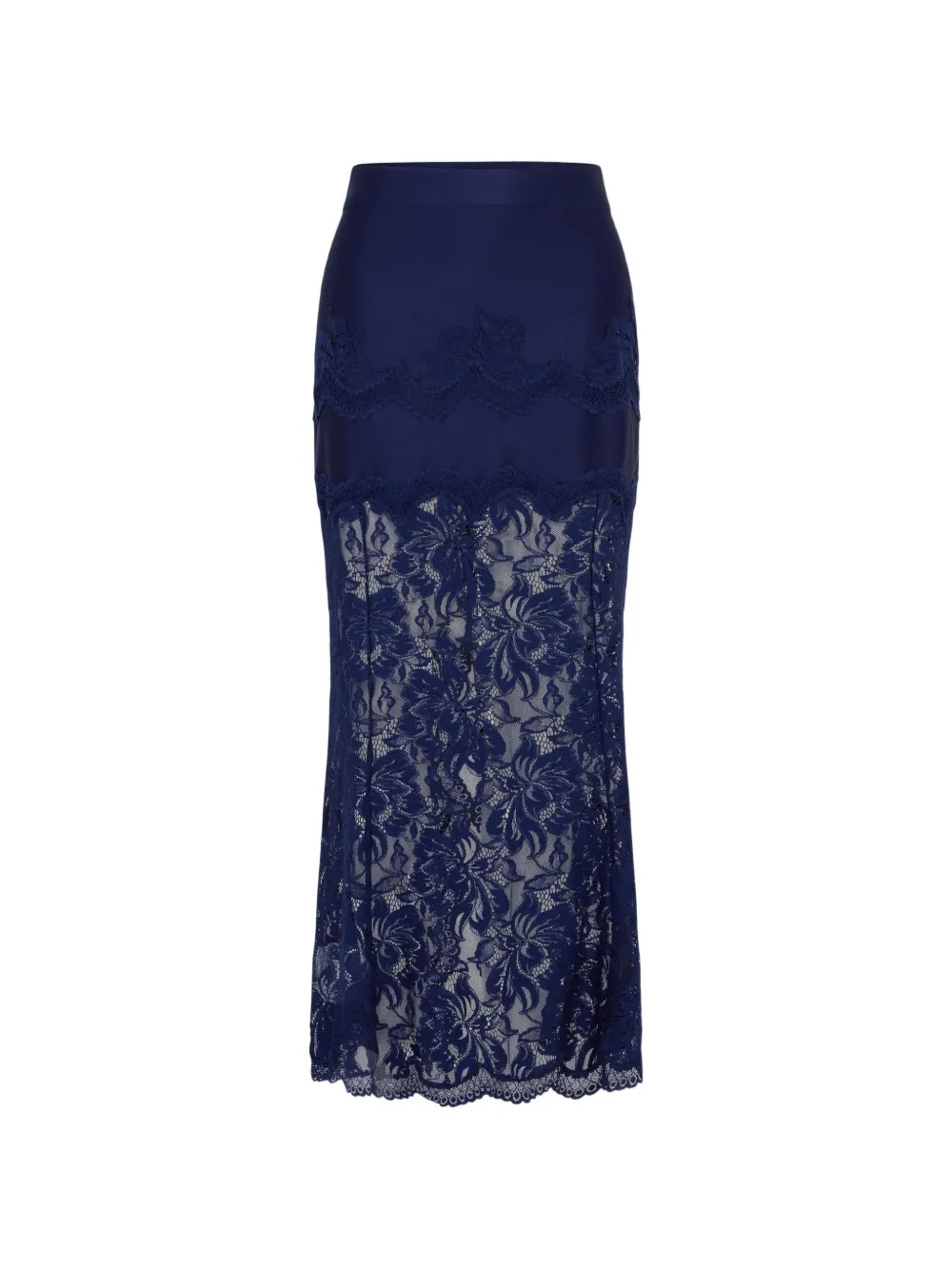 Rabanne Jersey midi-rok met kanten vlakken Blauw