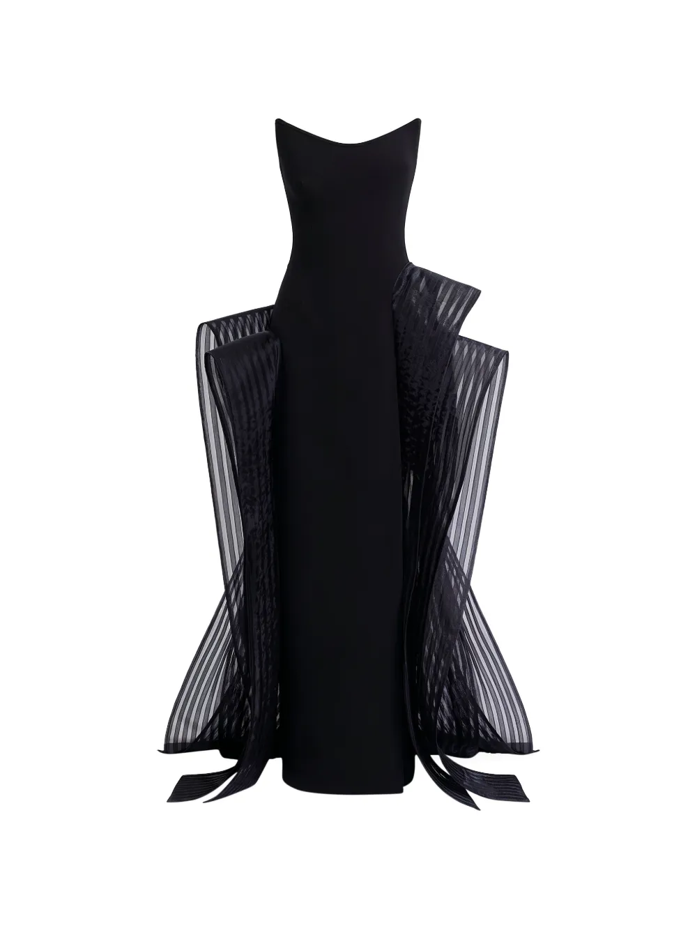 Gemy Maalouf structured-neckline striped-panel dress