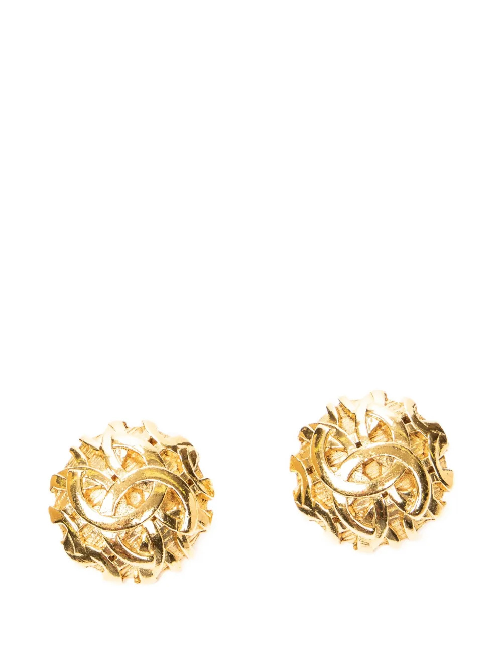 CHANEL Pre-Owned Interlocking-CC clip-on earrings - Gold