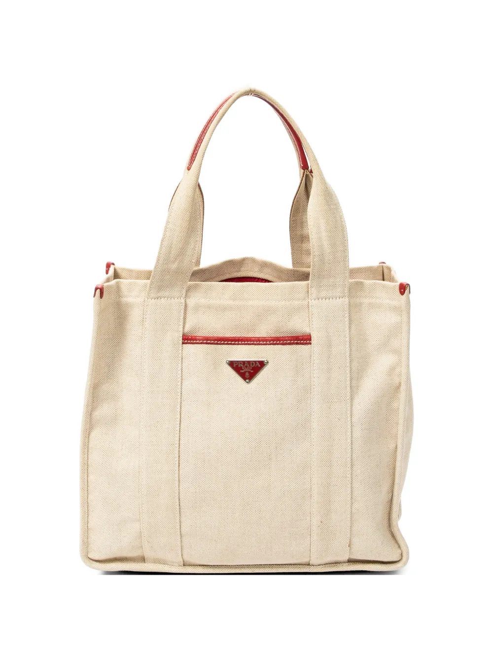 Prada Pre-Owned logo-plaque tote bag - Nude