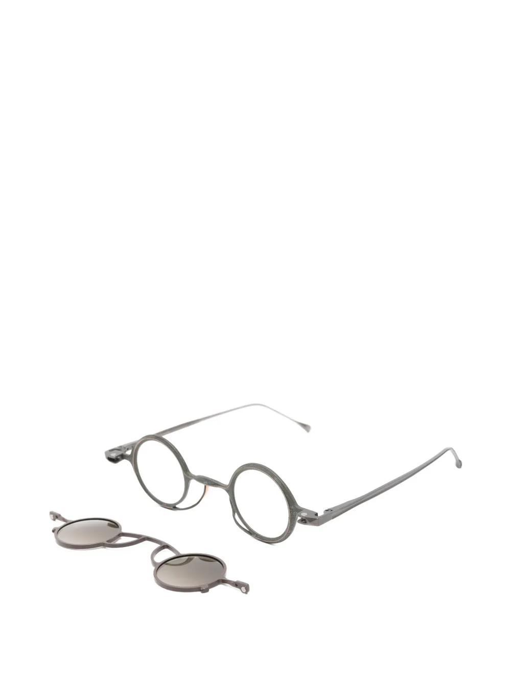  Rigards Round-frame Clip-on Glasses - Verde 