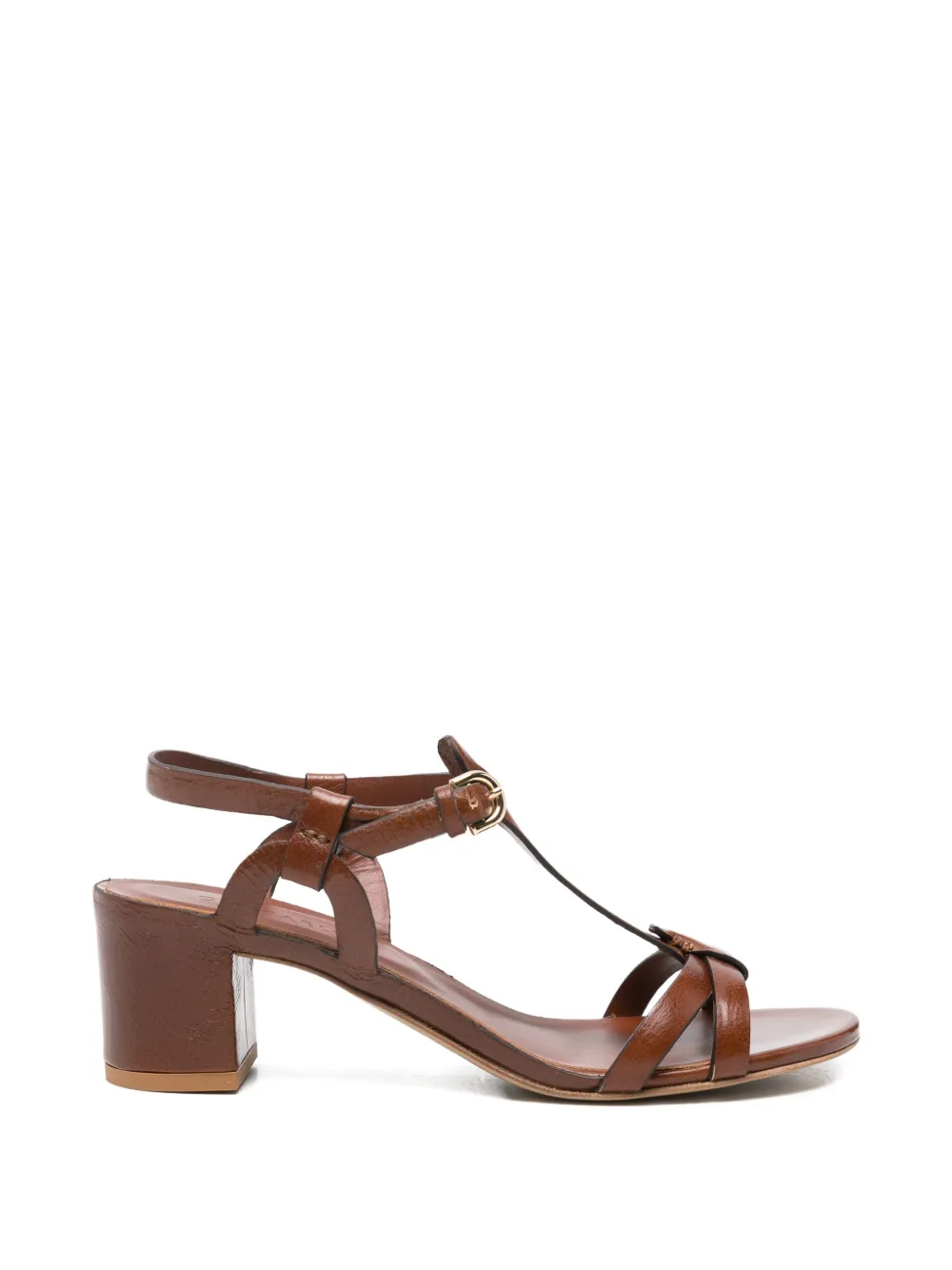 Del Carlo T-bar block-heel sandals - Marrone