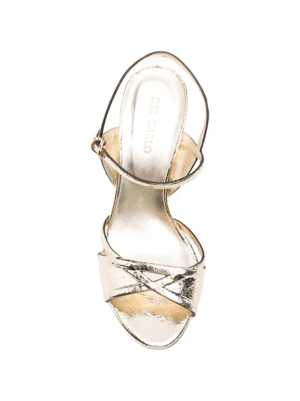 Del Carlo crackle-effect crossover-strap sandals Goud