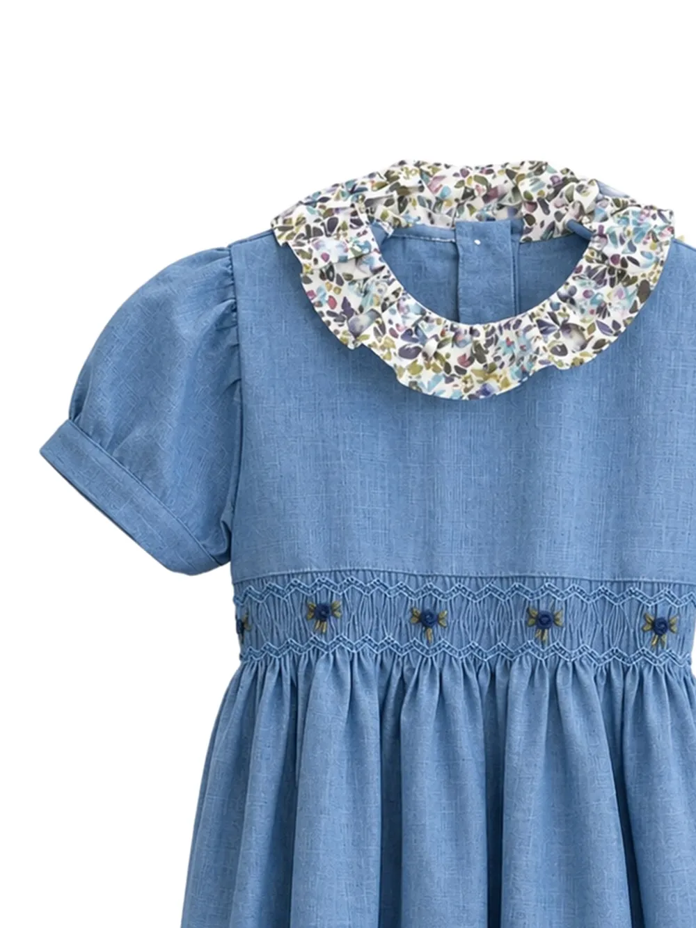 Mariella Ferrari Gesmockte jurk met bloemenkraag Blauw