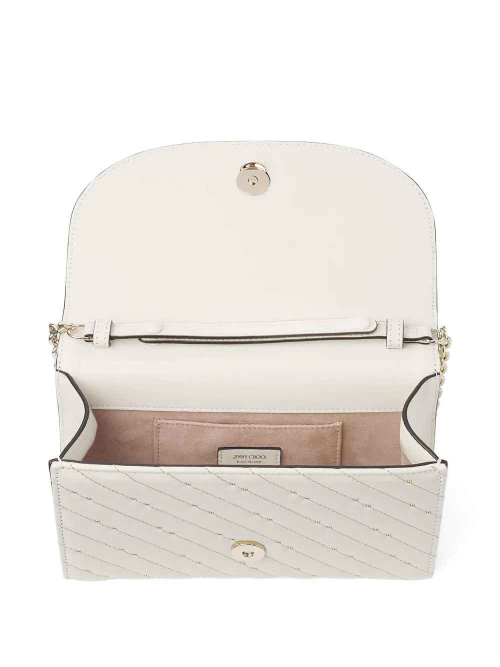 Jimmy Choo Varenne Avenue Quad gevoerde schoudertas Wit