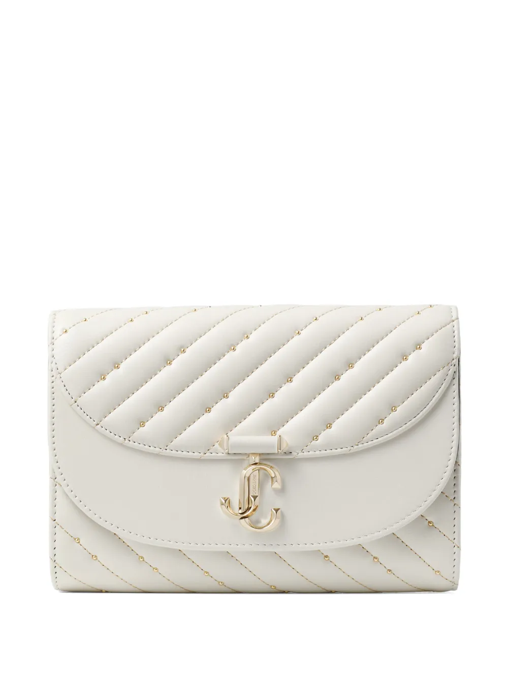 Jimmy Choo Avenue Curve quilted-leather clutch bag - Bianco
