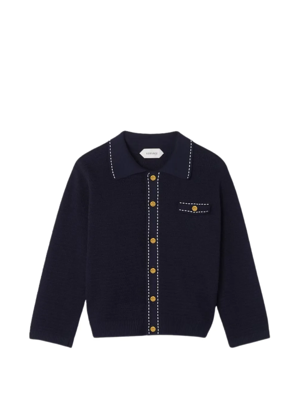Versace Kids Cardigan con cuciture a contrasto - Blu