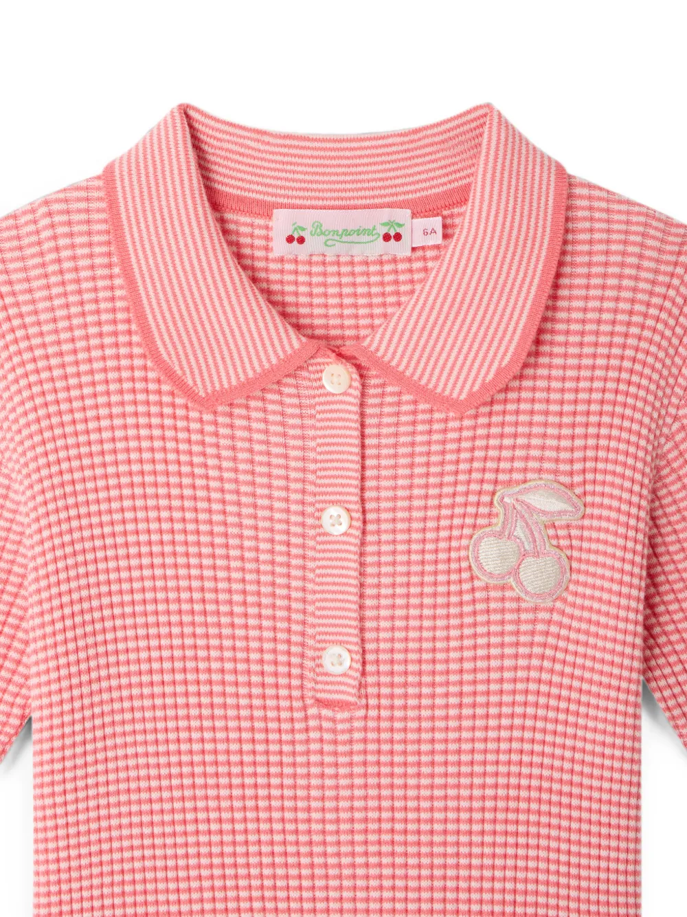 Bonpoint Geruite jurk met kersen-patch Roze