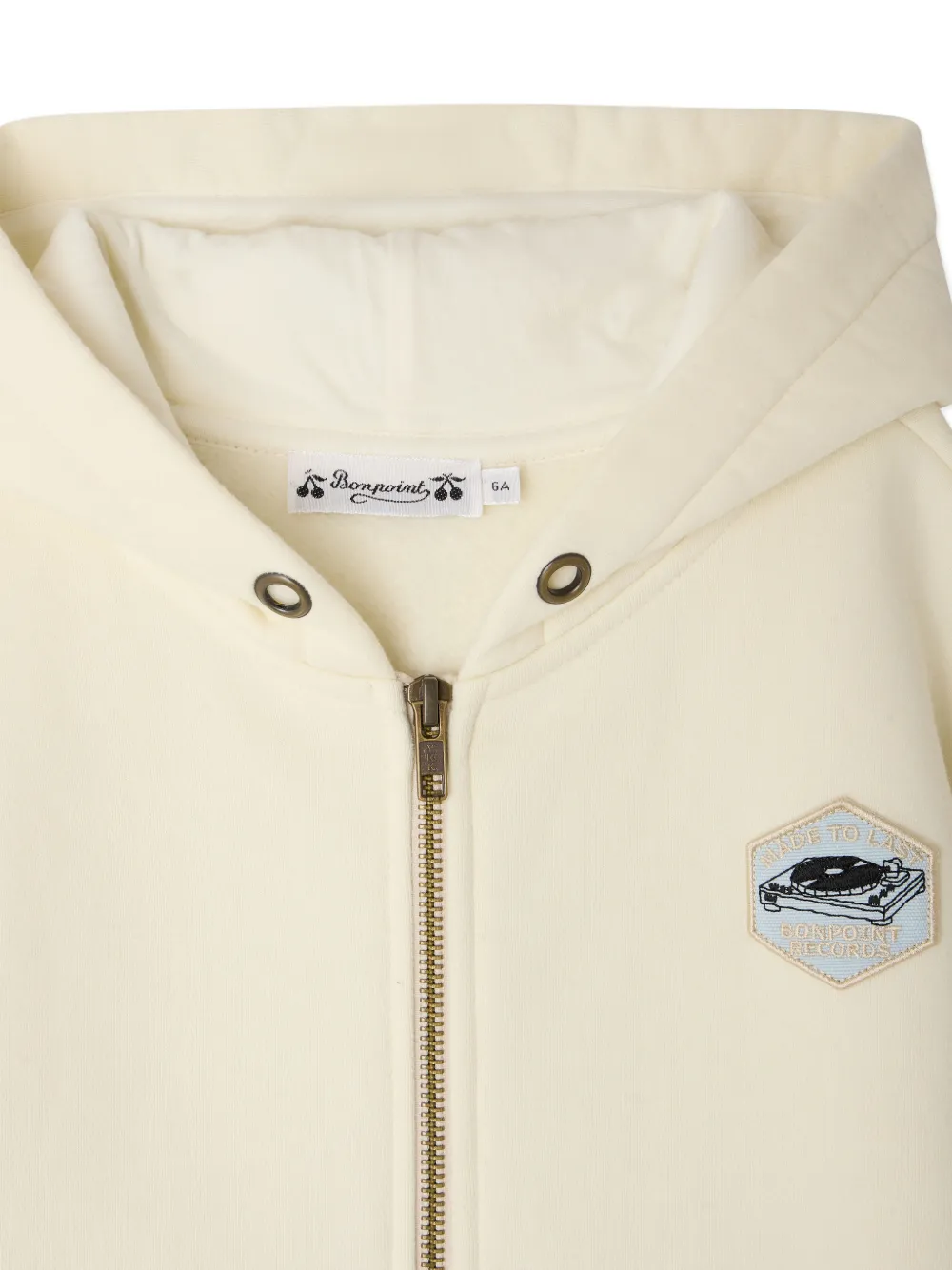 Bonpoint Elroy hoodie met rits en grafische print Beige