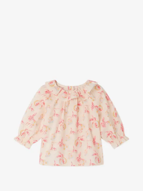 Bonpoint cherry-print long-sleeve blouse