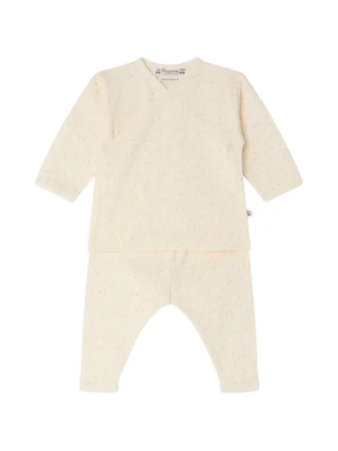 Bonpoint cherry-print wrap pajamas