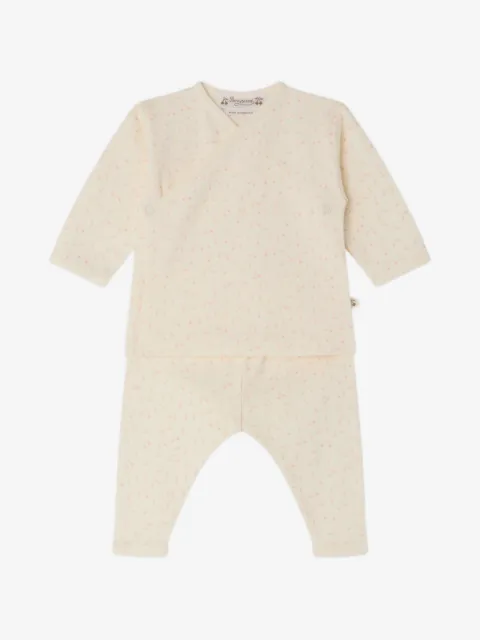 Bonpoint cherry-print wrap pajamas