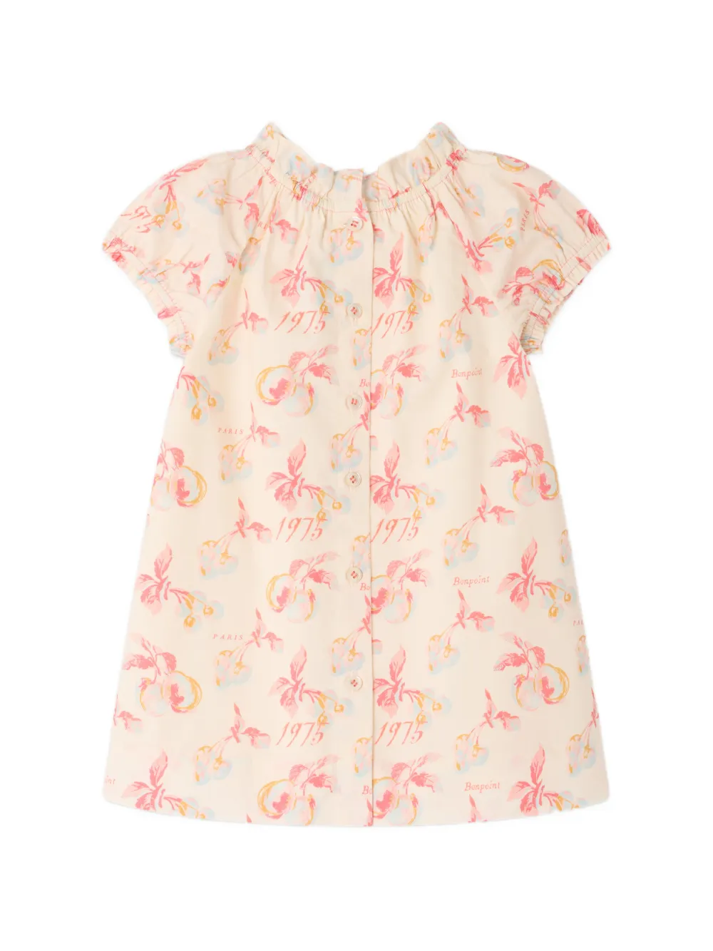 Bonpoint Jurk met bloemenprint en ruches Beige