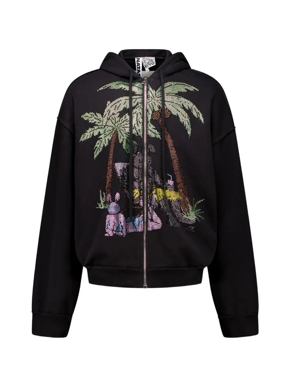 Natasha Zinko rhinestone-embellished zip-up hoodie - Schwarz