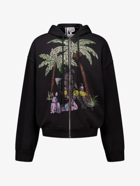 Natasha Zinko rhinestone-embellished zip-up hoodie