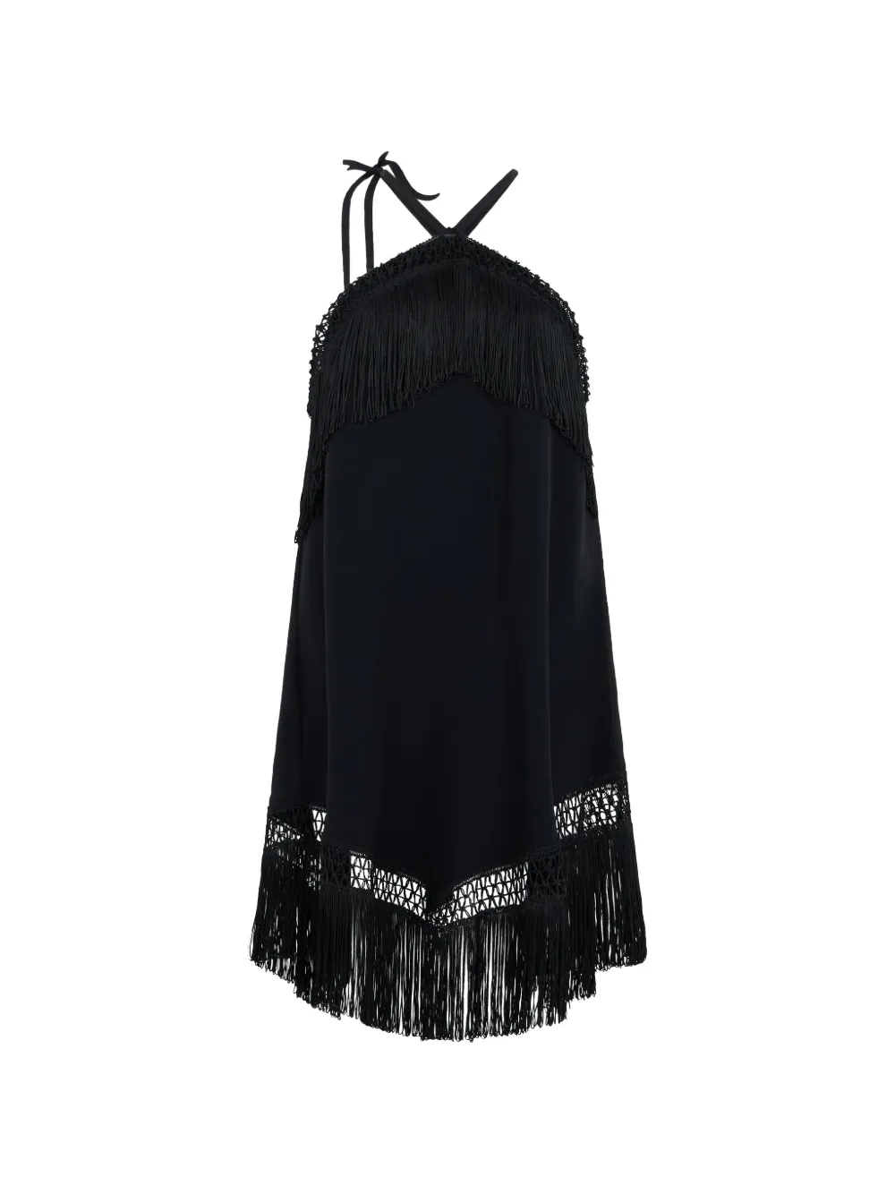 Les Filles d'Eva fringe-trimmed halterneck dress - Nero
