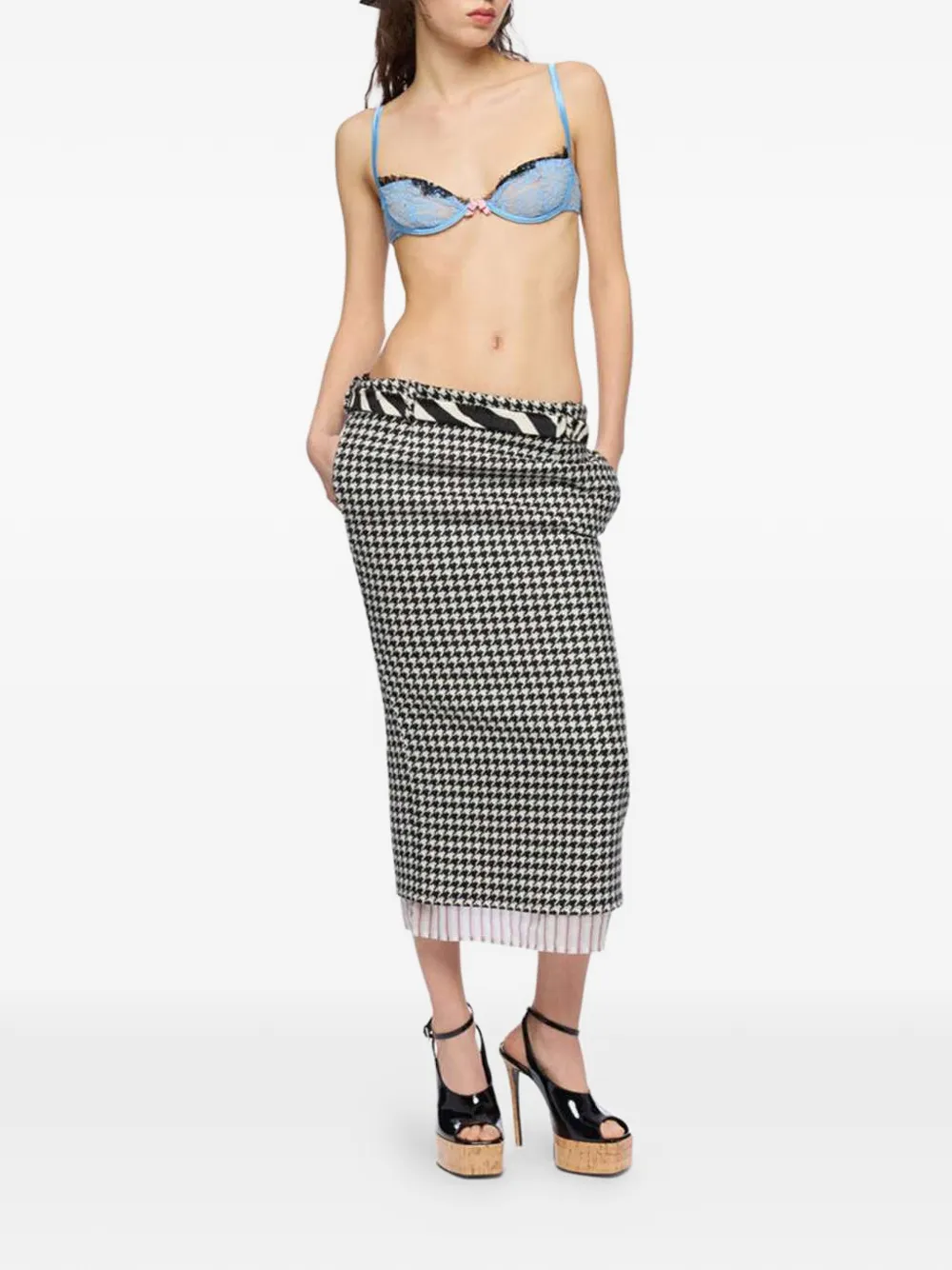 The Attico lace-trim bow-detail bra - Blau