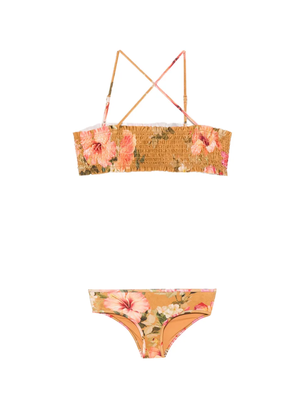 ZIMMERMANN Kids Mahon floral-print bikini - Marrone