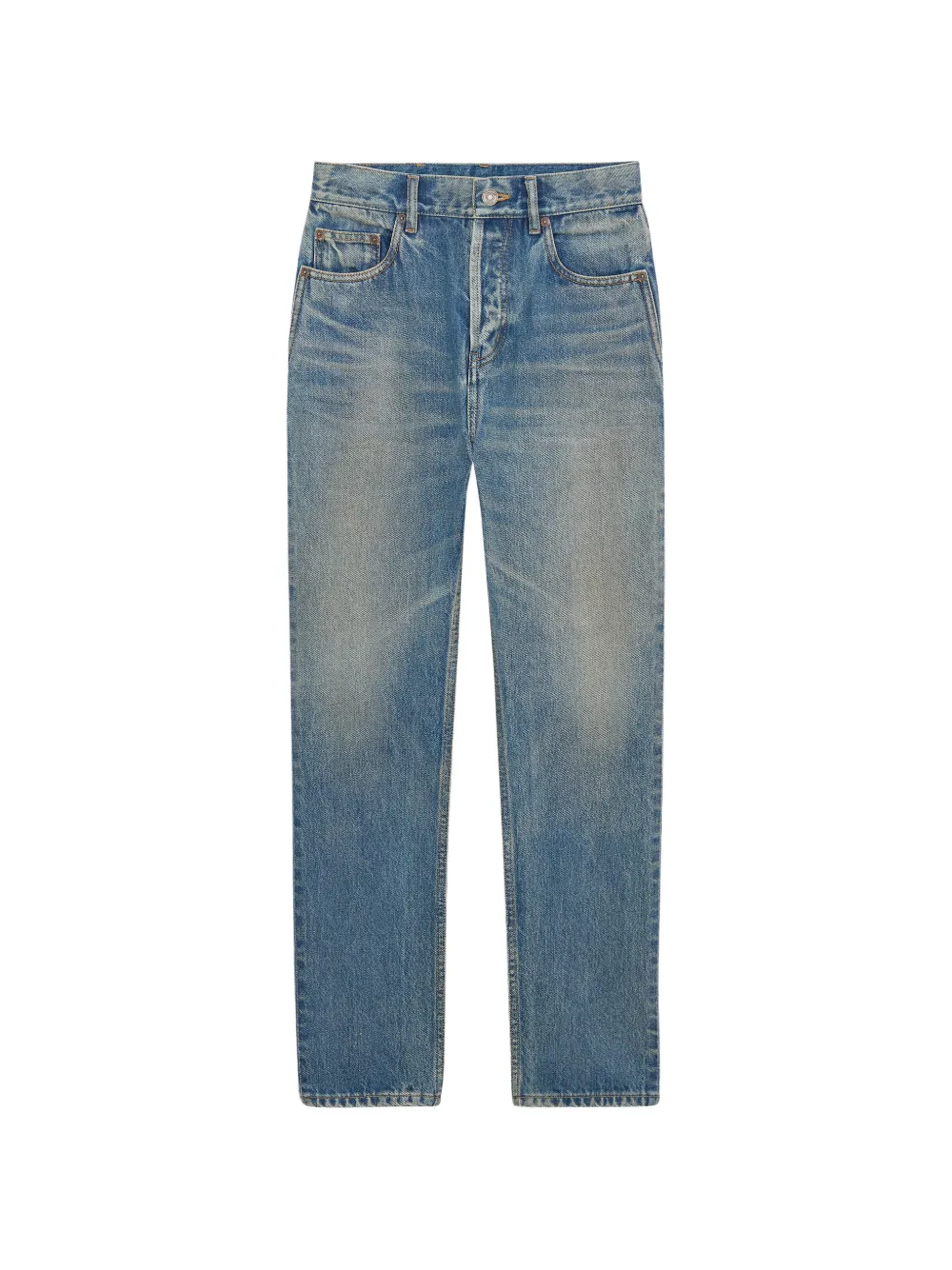 Saint Laurent 90's high-rise faded-effect jeans - Blau