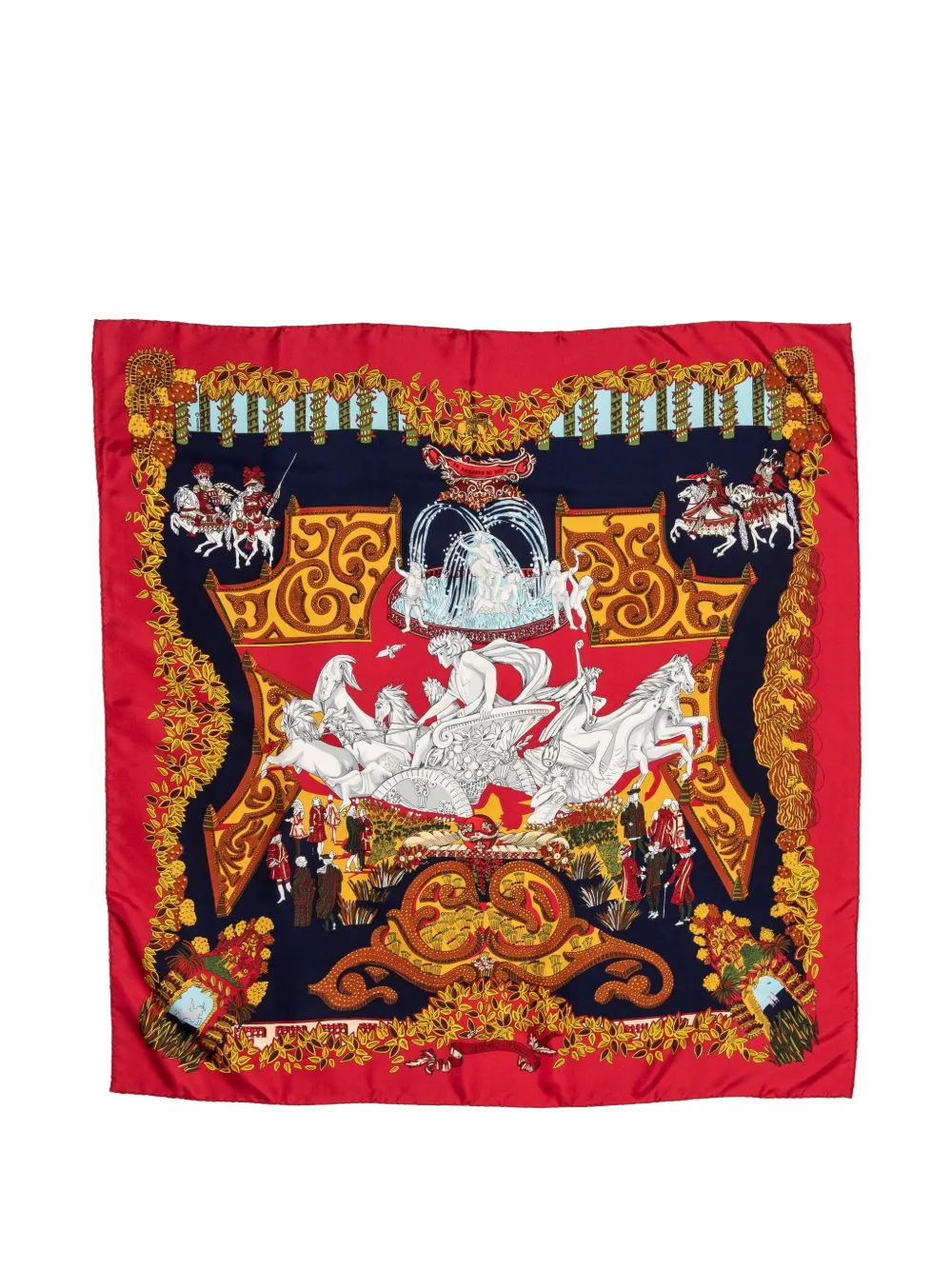 Hermès Pre-Owned Le Carrousel Du Roi graphic-print scarf - Blu