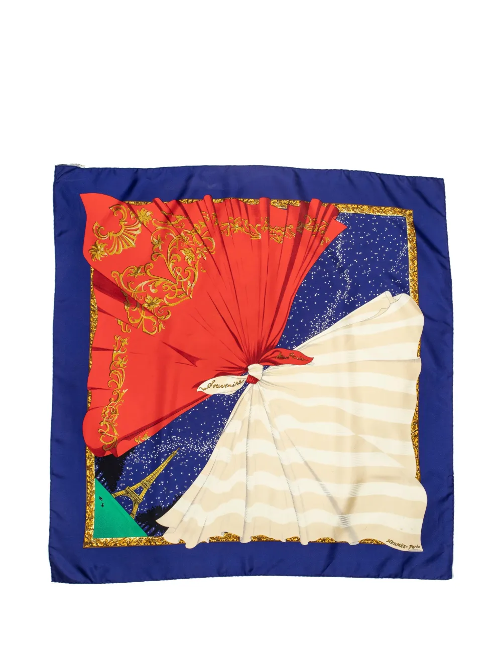 Hermès Pre-Owned Souvenirs silk scarf - Blu