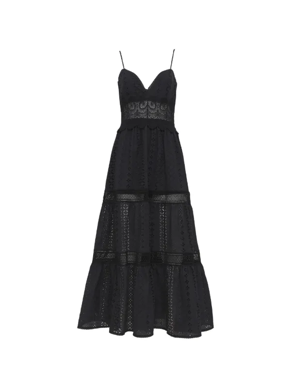 Loretta Caponi Demi Cotton Midi Dress in Black