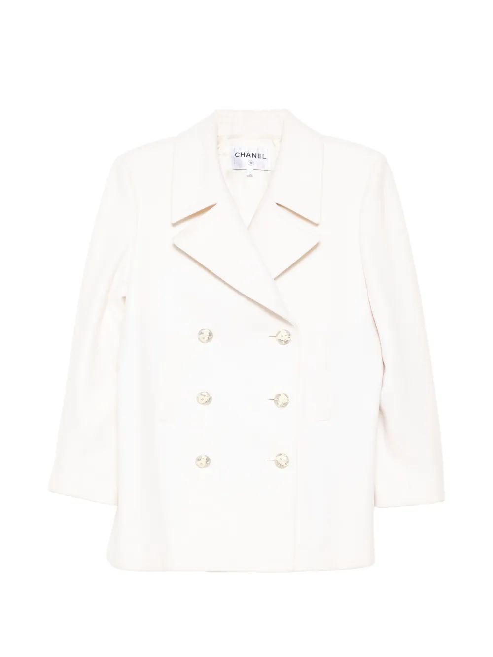 CHANEL Pre-Owned 2017 double-breasted peacoat - Nude