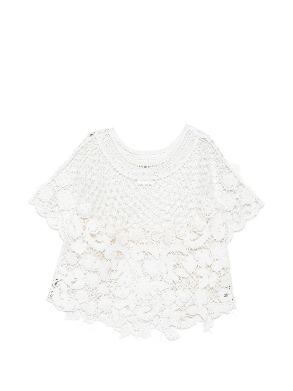 CHANEL Pre-Owned crochet floral-lace top - White